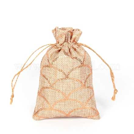 Rectangle Hot Stamping Burlap Packing Pouches Drawstring Bags PW-WG27580-02-1