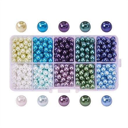 10 Farben 1 Box 6 mm 500 Stück mehrfarbige Glasperlen runde Perlen winzige Satinglanz lose Perlensortiment Mischungslos für die Schmuckherstellung HY-PH0004-6mm-03-B-1