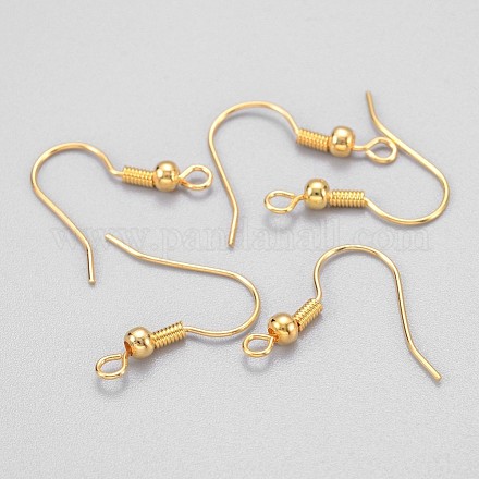 Golden Brass Earring Hooks Ear Wire Hooks X-KK-Q261-5-1