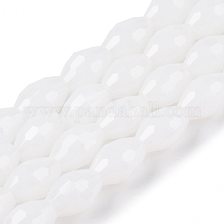Непрозрачный сплошной цвет имитация нефрита стеклянные бусины пряди EGLA-A037-P6x8mm-D01-1