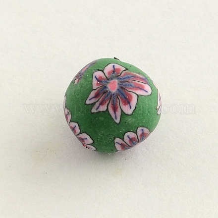 Handmade Flower Pattern Polymer Clay Beads CLAY-Q174-10-1