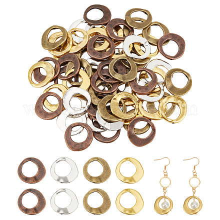 Nbeads 64 pièces 4 couleurs cadre de perles à anneau irrégulier en alliage de style tibétain FIND-NB0004-71-1