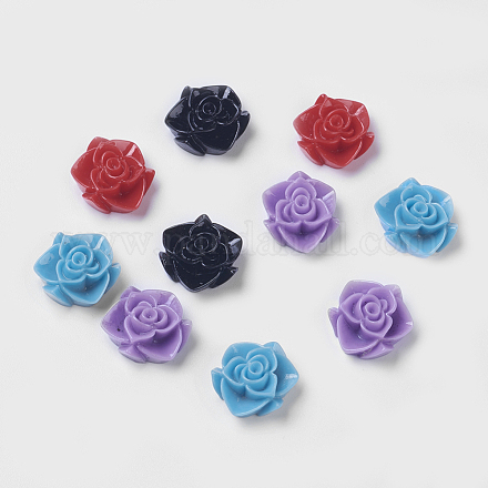 Mixed Resin Flower Cabochons X-CRES-B3395-M-1