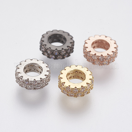 Perle ecologiche in ottone micro pavé di zirconi ZIRC-F083-088-RS-1