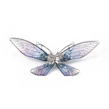 Брошь-бабочка из блестящей смолы с кристаллами и стразами JEWB-P016-04P-03-1