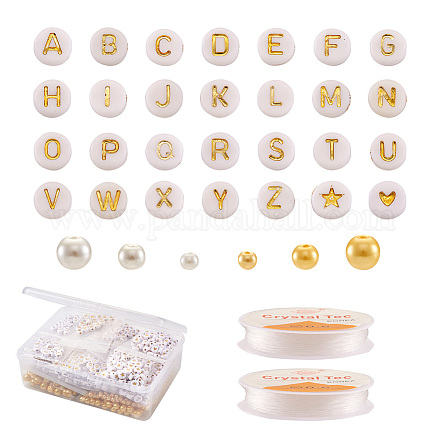 Kits de fabrication de bracelets extensibles à thème alphabet bricolage cheriswelry DIY-CW0001-10-1