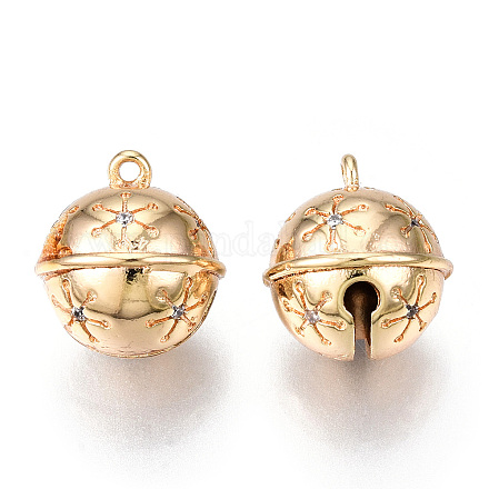 Ciondoli a campana in ottone con micro pavé di zirconi chiari KK-N216-402-1
