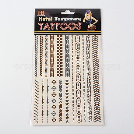 Autocollants en papier métallique de tatouages temporairese amovible d'art corporel cool en forme mixte AJEW-O012-20-1