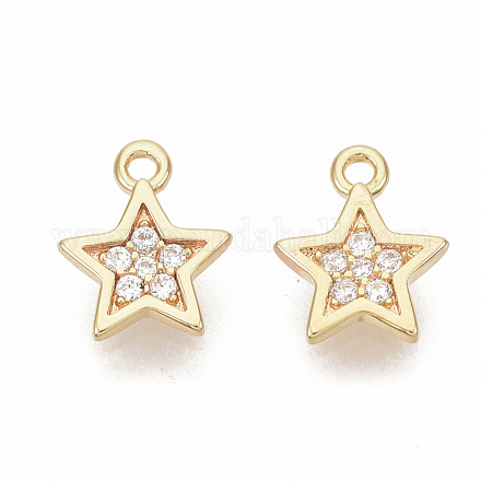 Brass Micro Pave Cubic Zirconia Charms KK-T050-32G-NF-1