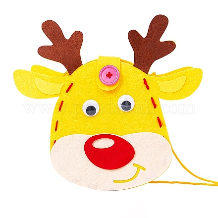 DIYの不織布クリスマステーマバッグキット  生地を含む  針  コー​​ド  鹿 DIY-Q031-01F-1