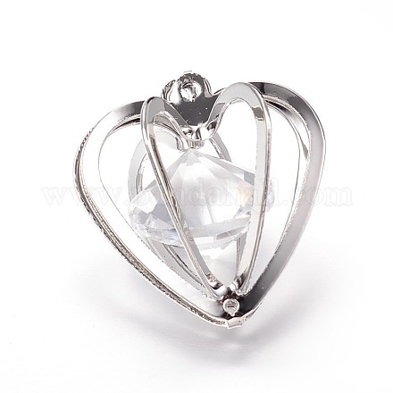 Heart Iron Glass Rhinestone Pendants RGLA-M004-14P-1