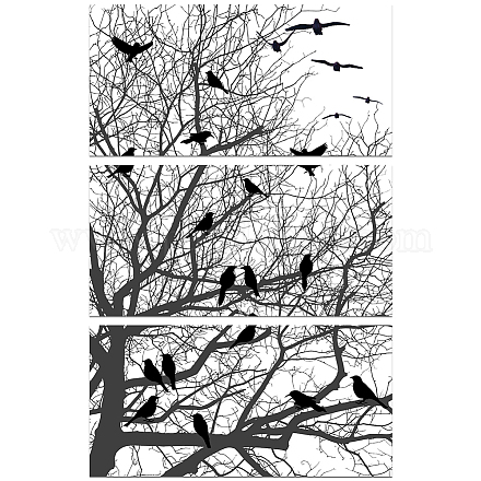 GLOBLELAND 3Pcs Branches and Birds Theme Decor Transfers 6x12inch Furniture Transfer Stickers Rub on Transfer Stickers Wall Art Decals for Bedroom Living Room Desk Table Decoration DIY-WH0404-021-1