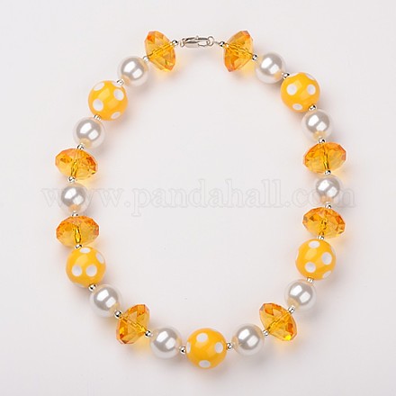 Acrylic Round Bead Necklaces NJEW-JN00729-04-1