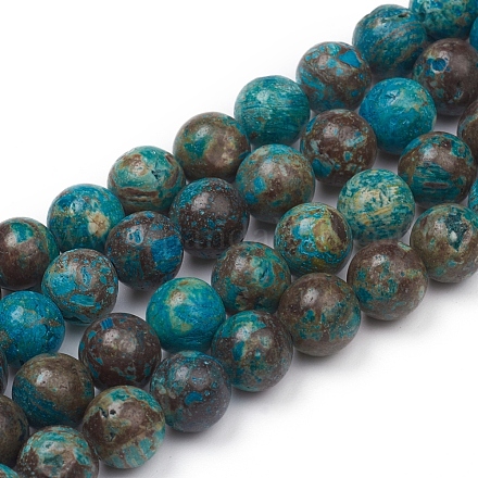 Natural Blue Malachite Beads Strands X-G-G829-02-8mm-1