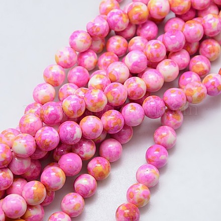 Synthetic Ocean White Jade Beads Strands G-L019-8mm-02-1