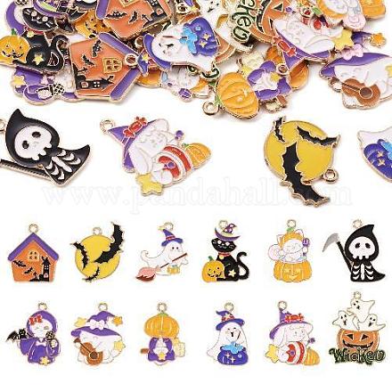 Pandahall 24pcs 12 style halloween thème alliage pendentifs en émail ENAM-TA0001-51-1