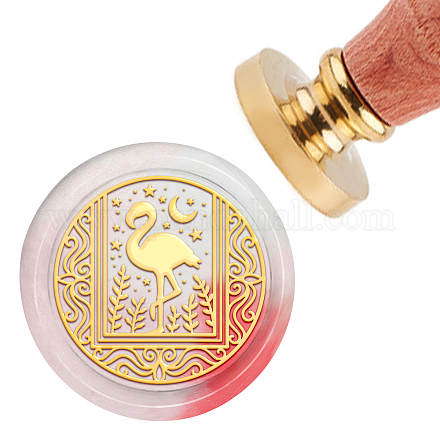 Brass Wax Seal Stamp with Handle AJEW-WH0184-0003-1