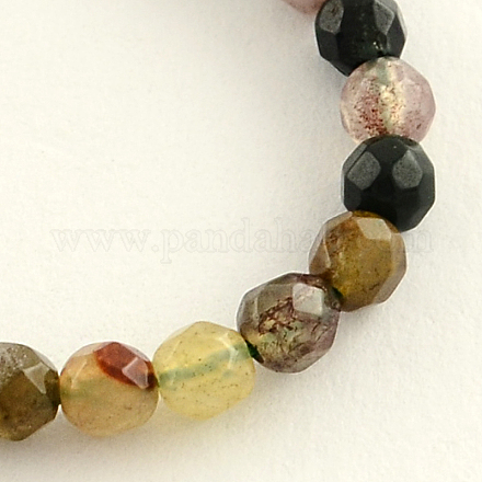 Faceted Round Dyed Natural Agate Beads Strands G-R258-3mm-04-1