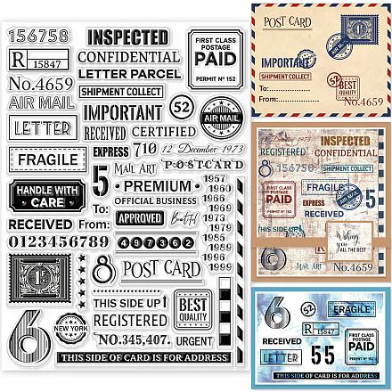 GLOBLELAND Vintage Air Tickets Clear Stamps Postmarks Postage Postcards Silicone Clear Stamp Seals for Cards Making DIY Scrapbooking Photo Journal Album Decoration DIY-WH0296-0005-1