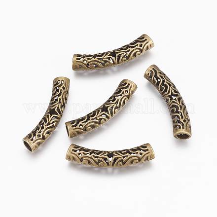 Tibetan Style Alloy Hollow Curved Tube Beads PALLOY-J220-03AB-NF-1