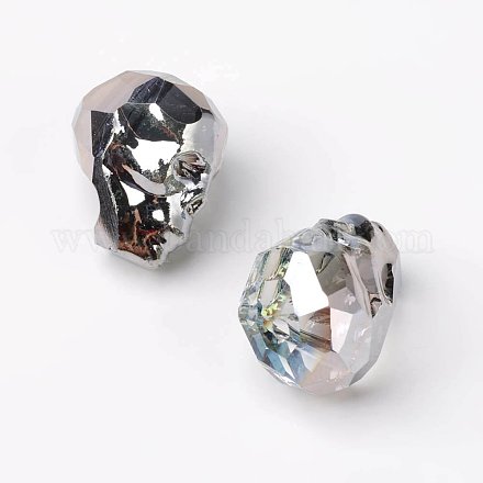 Half Plated Electroplate Glass Beads EGLA-M026-C03-1