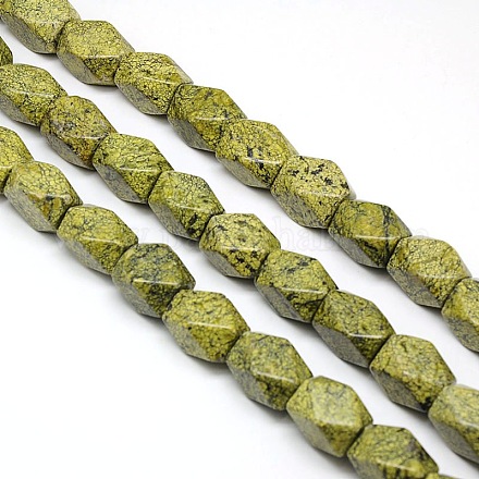 Натуральный серпантин / зеленый кружевной камень с гранями в виде ромба G-L235-14-1