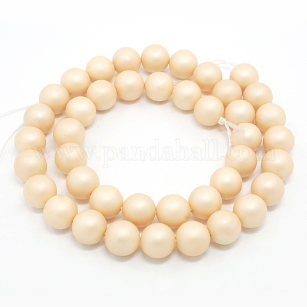 Chapelets de perles rondes en coquille mate BSHE-I002-10mm-13-1