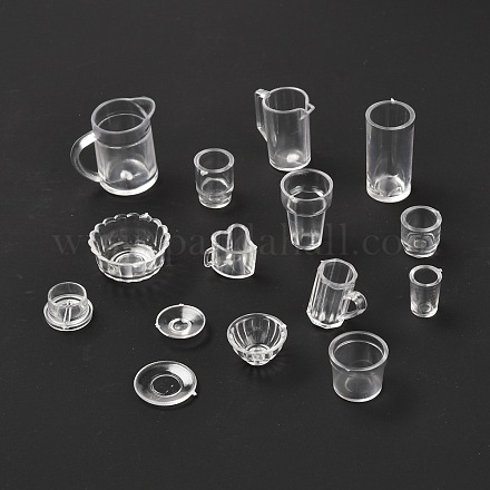 15 шт. Прозрачный пластиковый набор игровых чашек для еды AJEW-K030-04-1