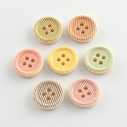 4-Hoyo botones de madera impresos BUTT-R032-070-1