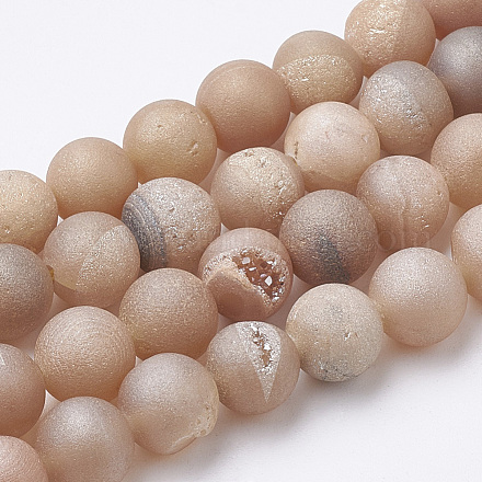 Galvaniser des perles naturelles d'agate altérée géode druzy naturel G-S284-10mm-09-1