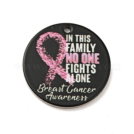 Nastro rosa di consapevolezza del cancro al seno stile 201 pendenti in acciaio inossidabile STAS-J041-03A-1