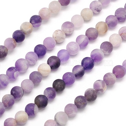 Frosted Round Natural Chevron Amethyst Beads Strands G-N0166-55-8mm-1