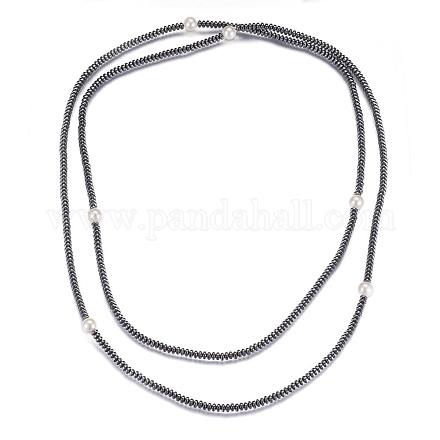 Non-Magnetic Synthetic Hematite Tiered Necklaces NJEW-P190-14-1