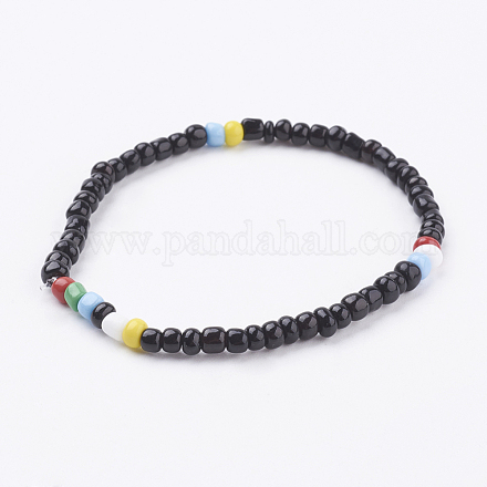 Perles de rocaille de verre étirer bracelets BJEW-JB03435-05-1