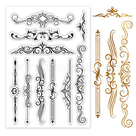 GLOBLELAND Baroque Lace Clear Stamps European Style Dividing Line Silicone Clear Stamp Seals for Cards Making DIY Scrapbooking Photo Journal Album Decoration DIY-WH0167-56-961-1