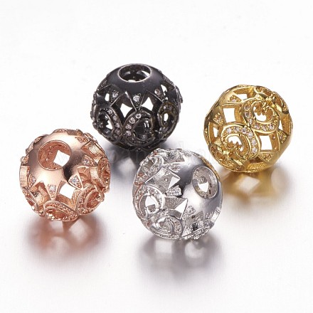 Perles européennes en laiton avec zircone cubique de micro pave ZIRC-N025-02-1