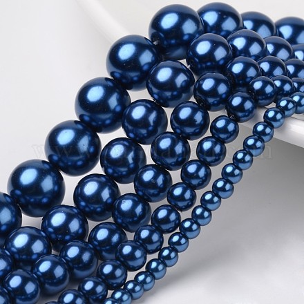 Perles en verre nacré rondes teintes HY-X0001-11-1