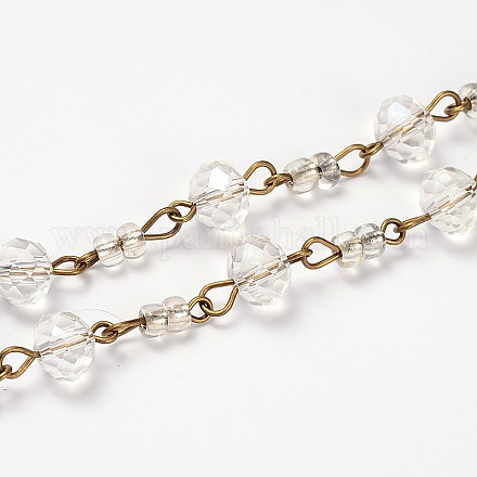 Perles de verre rondelles chaînes pour colliers fabrication de bracelets AJEW-JB00116-02-1
