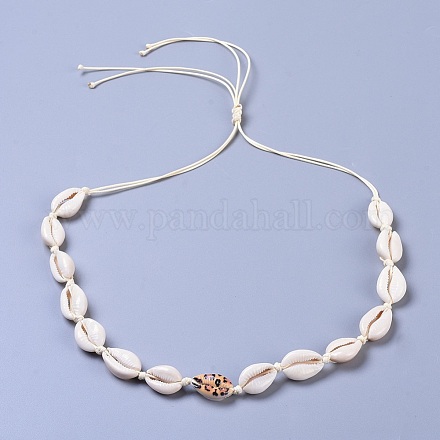 Colliers de perles ajustables en forme de cauris NJEW-JN02400-02-1