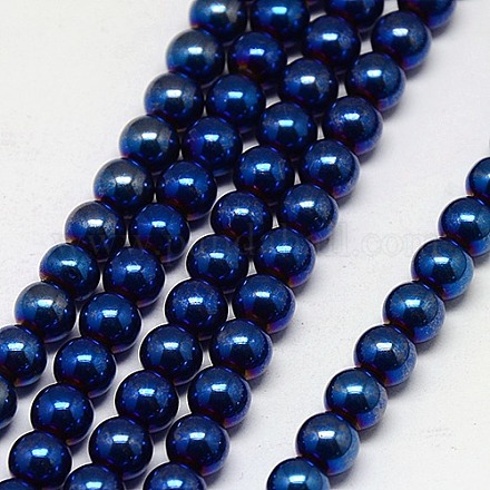 Chapelets de perles en hématite synthétique sans magnétiques G-J169A-8mm-03-1