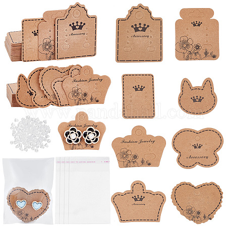 Shop PH PandaHall 120pcs Jewelry Display Cards 6 Style Jewelry Holder Cards  White Cardboard Jewelry Box with 240pcs Earrings Nuts 120pcs OPP Bags for  DIY Earring Bracelet Necklace Jewelry Packaging for Jewelry