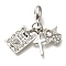 Rack Plating Alloy Crystal Rhinestone European Dangle Charms, Religion Cross & Angel Large Hole Pendants, Platinum, 31.5mm, Hole: 4.5mm
