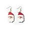 Christmas Iron Acrylic Dangle Earrings, Golden, Santa Claus, 65x25mm
