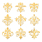 Nickel Decoration Stickers, Metal Resin Filler, Epoxy Resin & UV Resin Craft Filling Material, Golden, Floral, 40x40mm, 9pcs/set