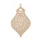 Brass Pendants, Teardrop Charms, Cadmium Free & Nickel Free & Lead Free, Hollow, Light Gold, 47.5x27x0.4mm, Hole: 1.4mm