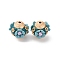 Handmade Resin Indonesia Round Beads, with Alloy Findings, Round with Flower, Dark Cyan, 16.5x16mm, Hole: 1.6mm