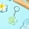 Flower Resin Keychain, with Iron Rings, Light Green, 8.8cm