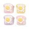 Macaron Color Egg Theme Opaque Resin Decoden Cabochons, Imitation Food, Mixed Color, Toast, 12x12x7.5mm