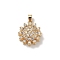 Brass Micro Pave Clear Cubic Zirconia Pendants, Flower, Golden, Clear, 18x15.5x8mm, Hole: 4x2.5mm