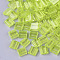 2-Hole Baking Paint Transparent Glass Seed Beads, Rectangle, Green Yellow, 5x4.5~5.5x2~2.5mm, Hole: 0.5~0.8mm